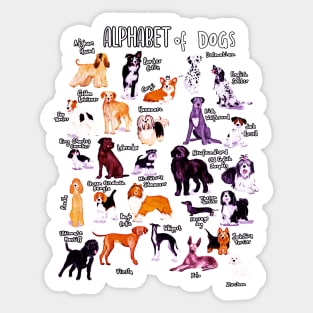 Types of dogs alphabet a-z abc dog identification dog lover Sticker